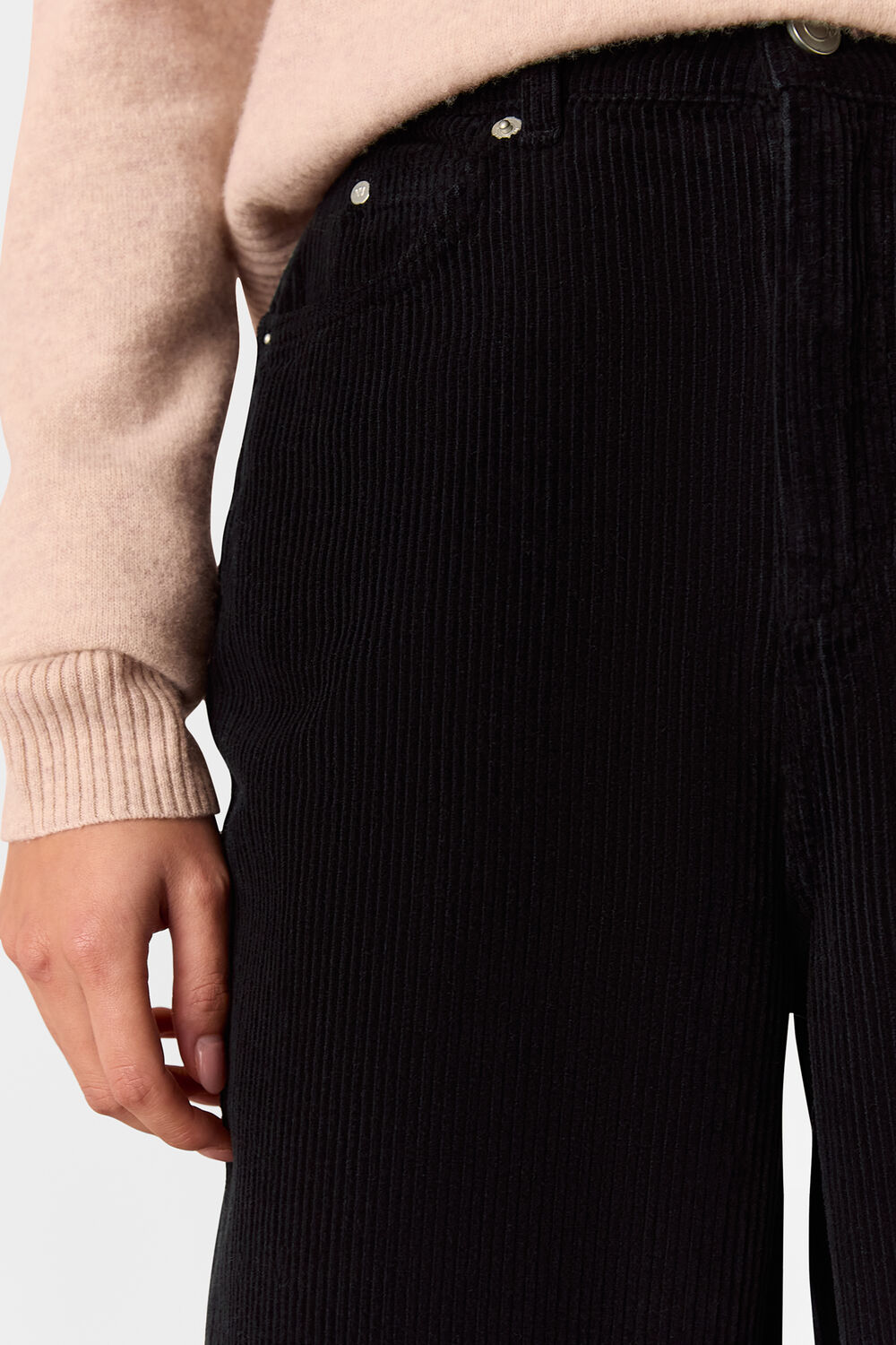 Petite High Waist Cord Barrel Jean