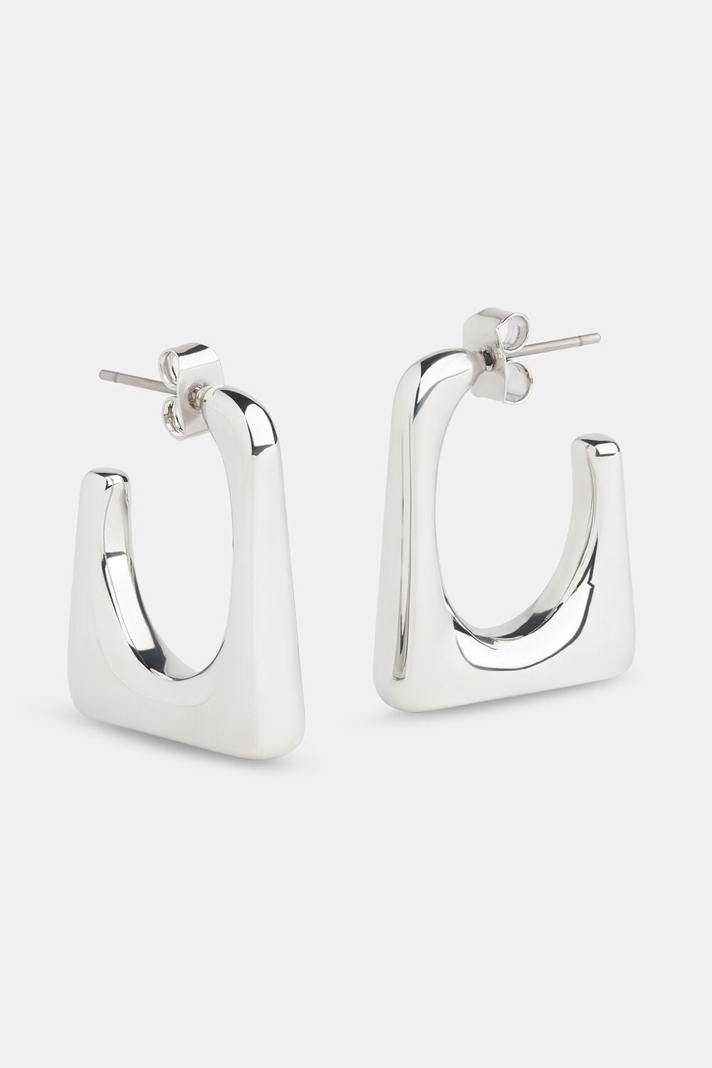 Silver Square Hoop Earring