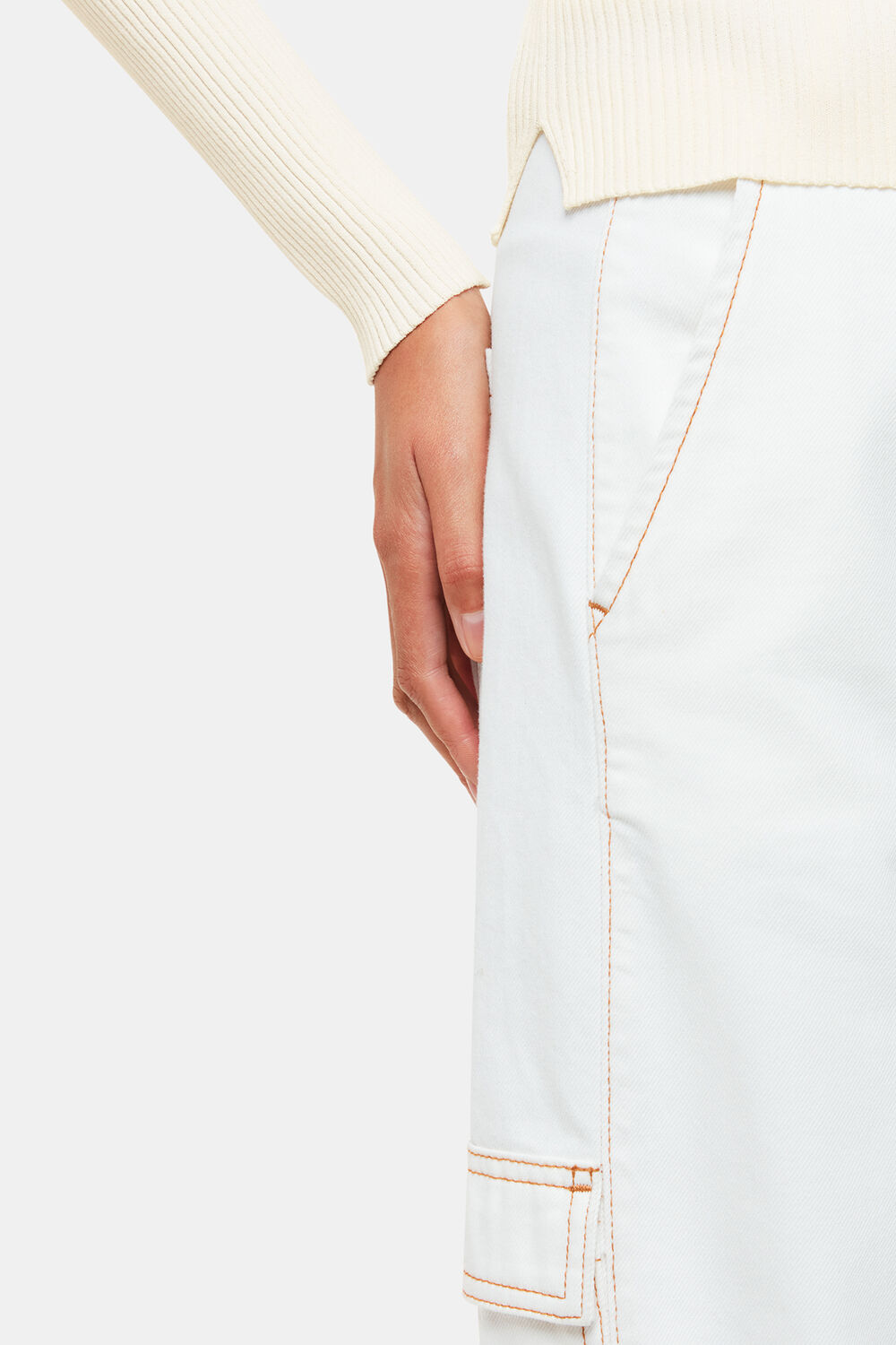 Ivory Ribbed V neck Cardigan