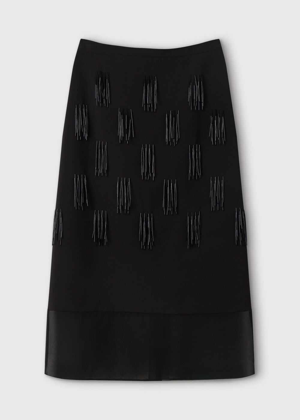 Black Fringe Sequin Organza Skirt