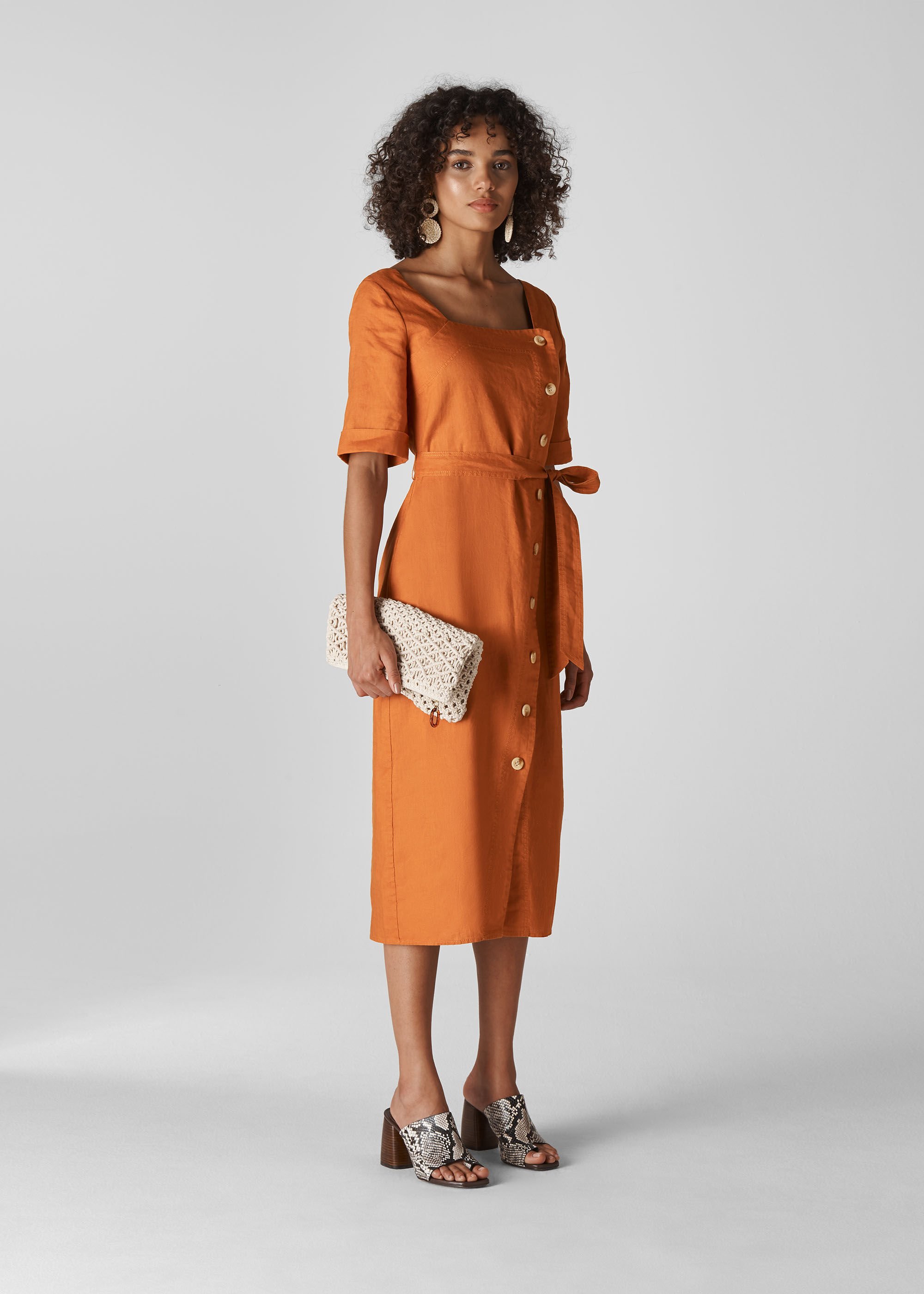 satin square neck dress