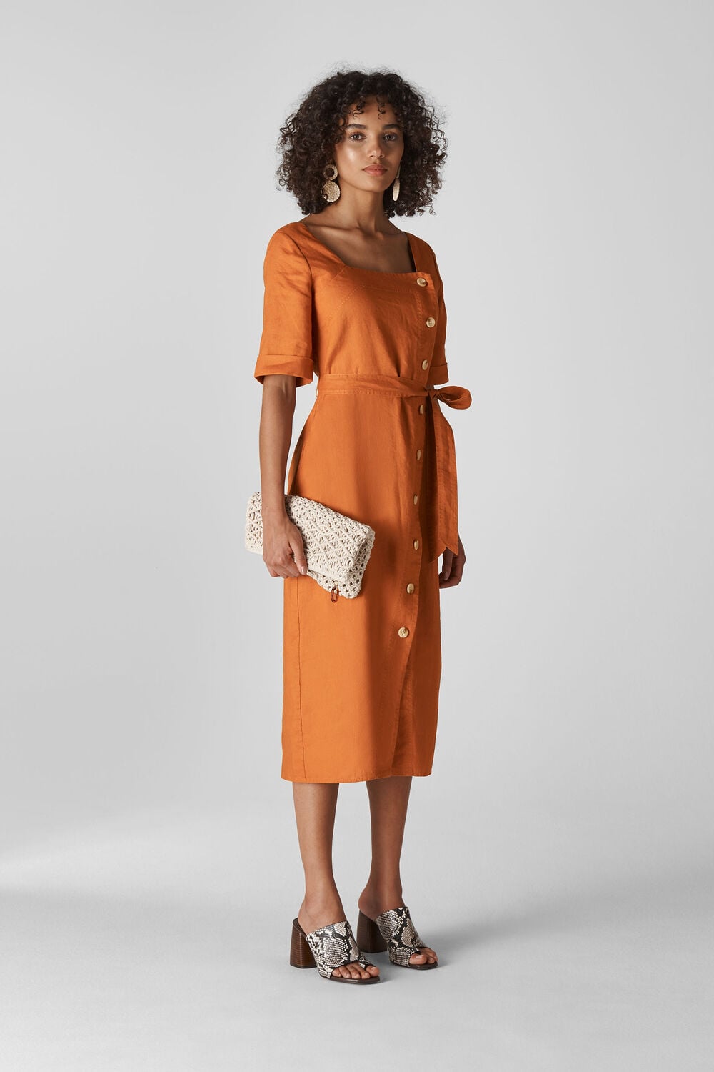 Ambika Linen Dress Rust