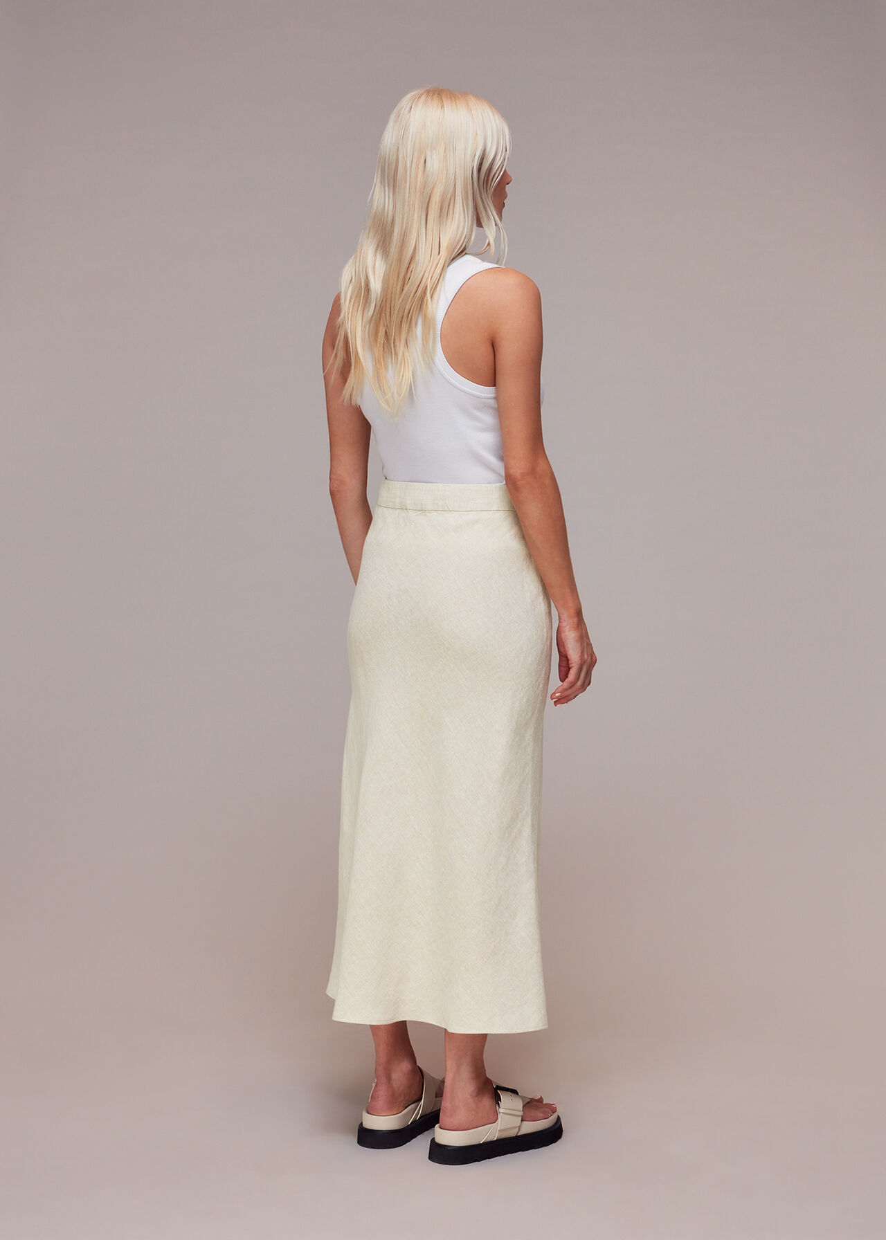 Petite Linen Side Button Skirt