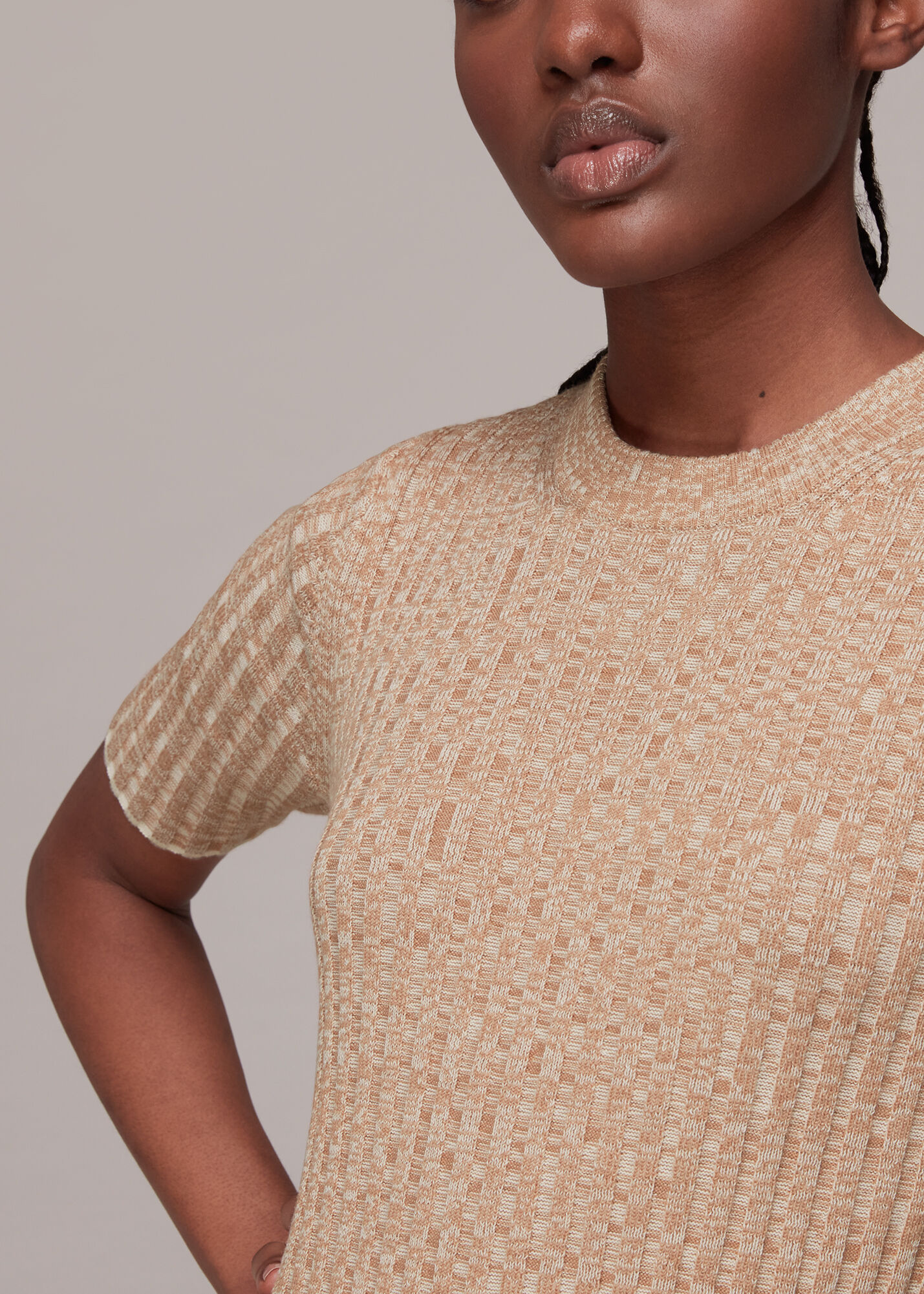 Oatmeal Eva Rib Knit Midi Dress 