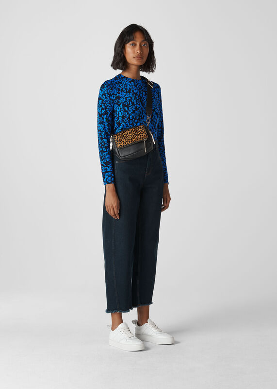 Blue Jungle Cat Crew Neck Knit