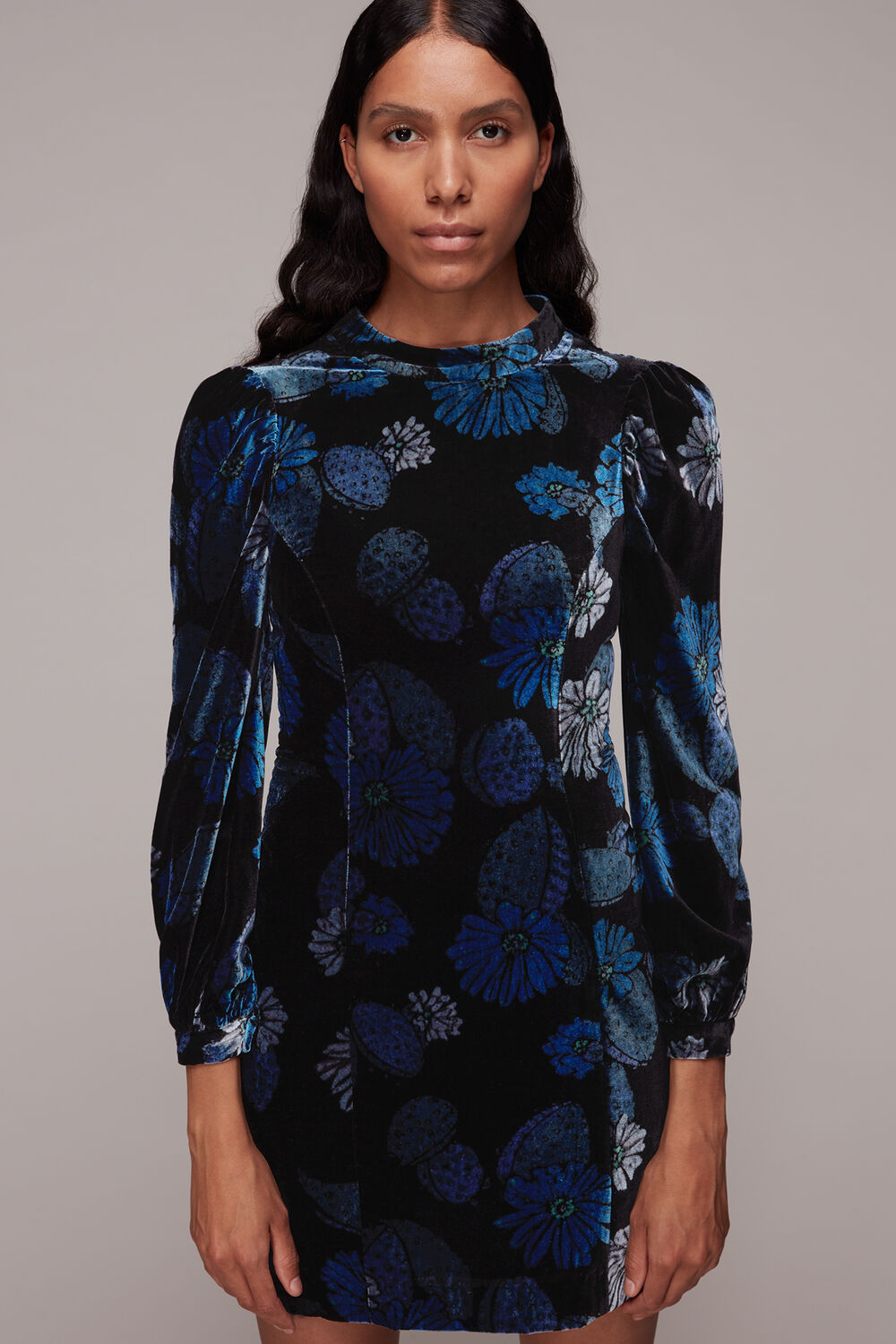 Cactus Print Velvet Dress