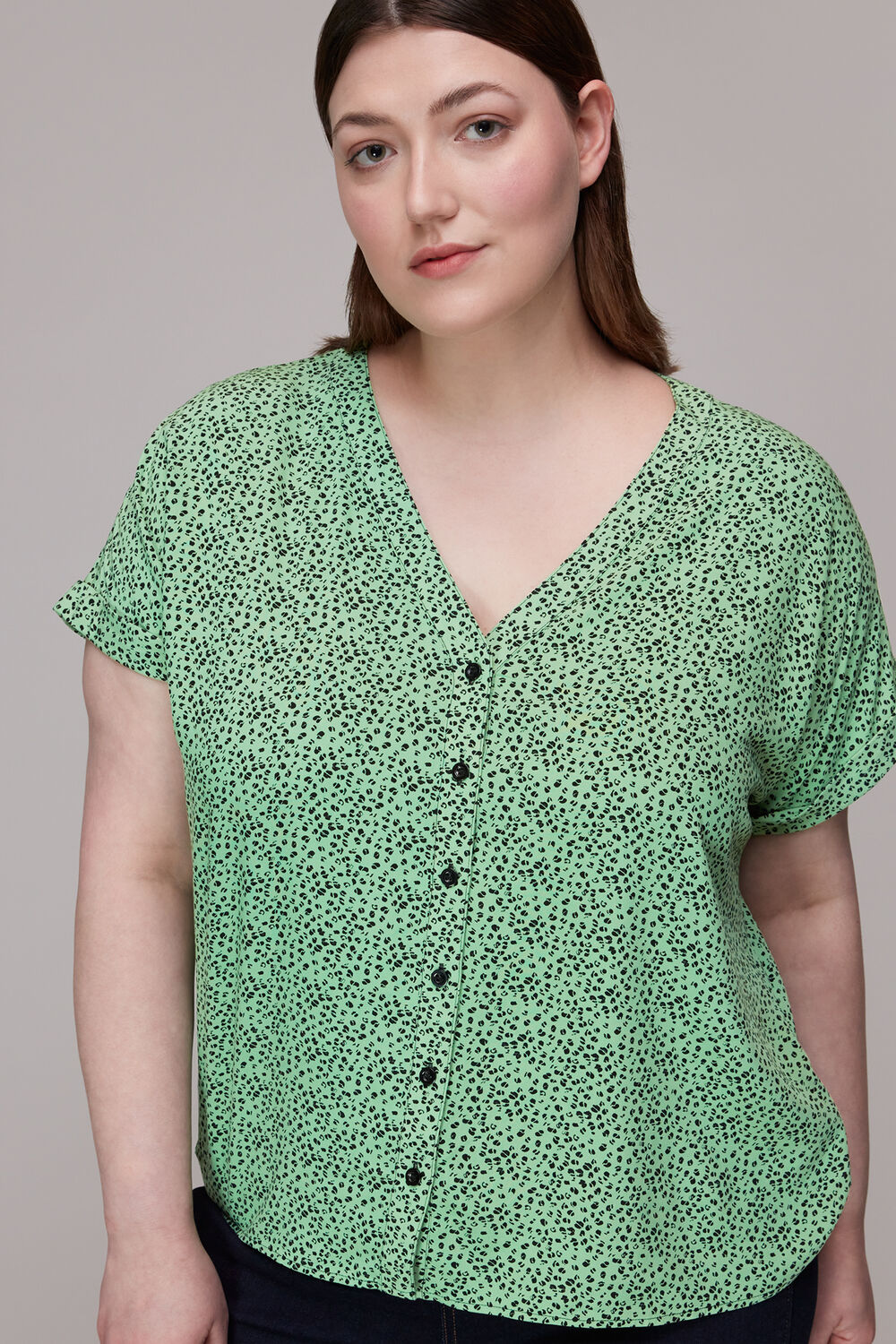 Ink Leopard Button Front Top