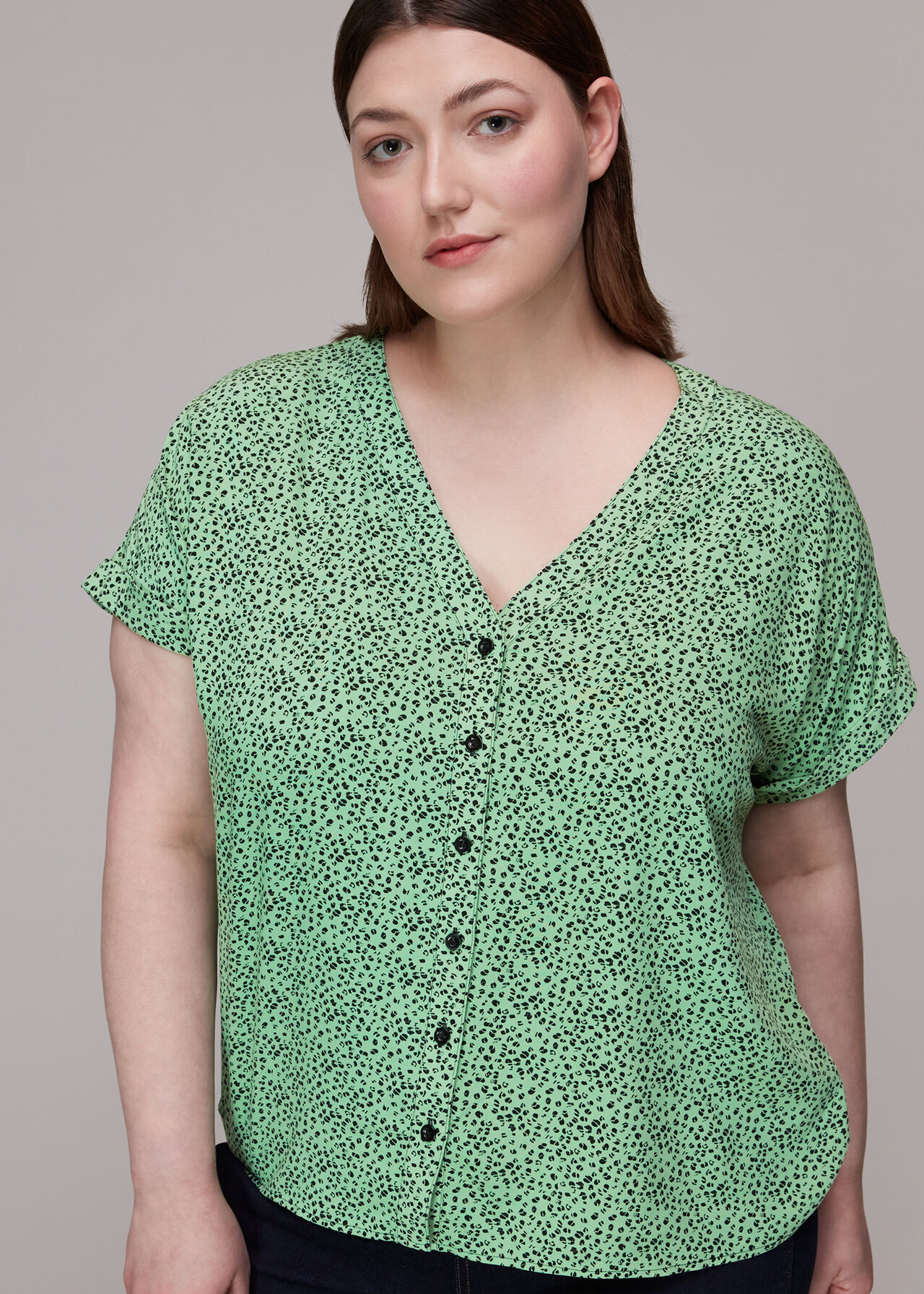 Ink Leopard Button Front Top