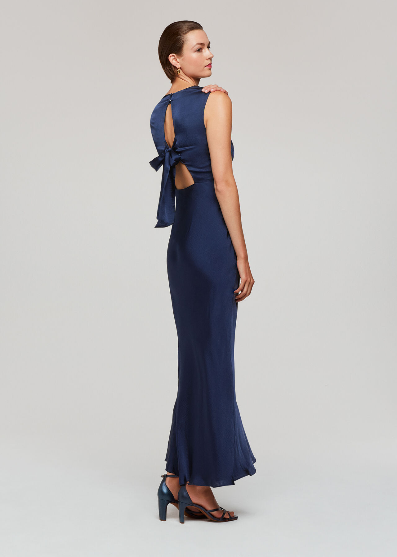 Cowl Neck Satin Maxi Dress