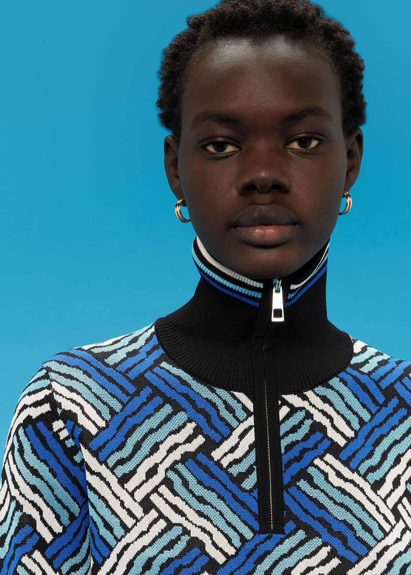 Women's Multicolour Jacquard Zip Neck Sweater | Whistles US |
