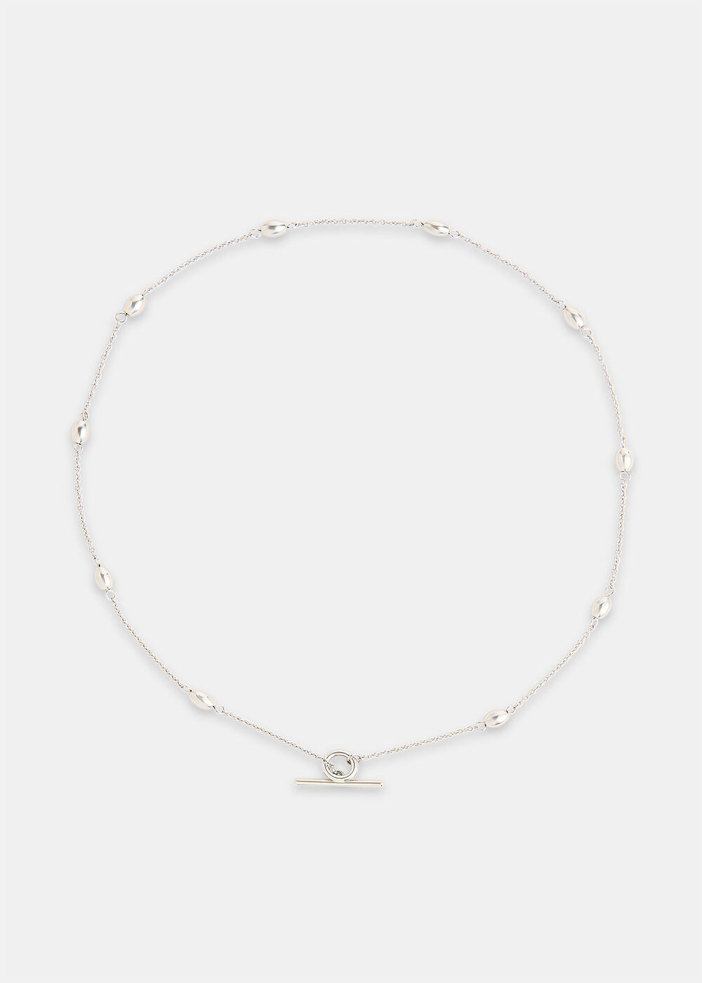 Oval Beaded T Bar Necklace