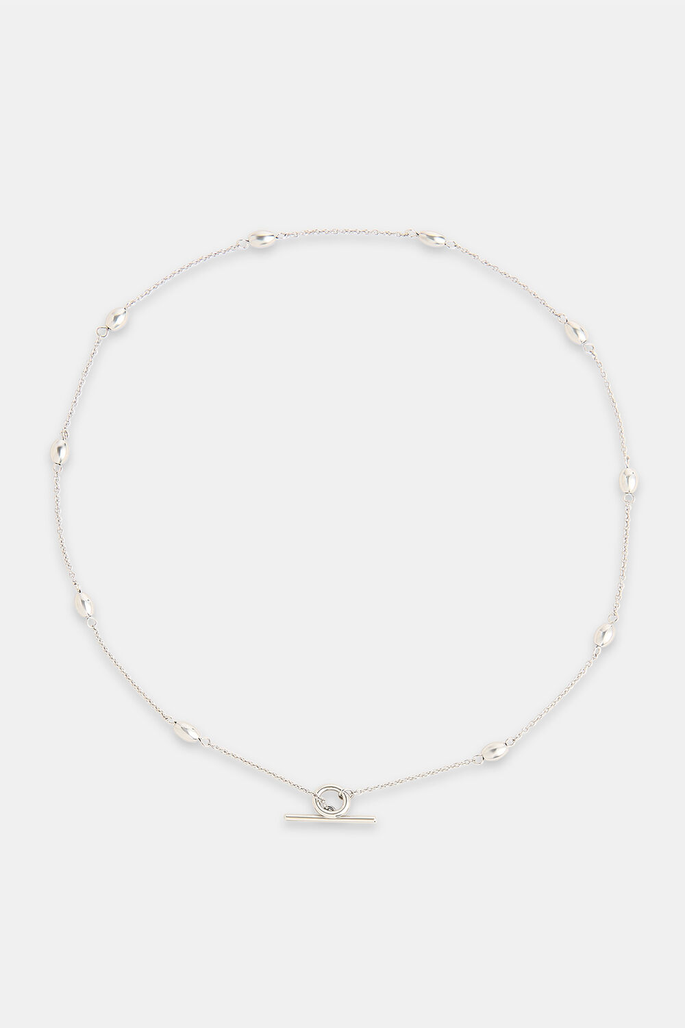 Oval Beaded T Bar Necklace