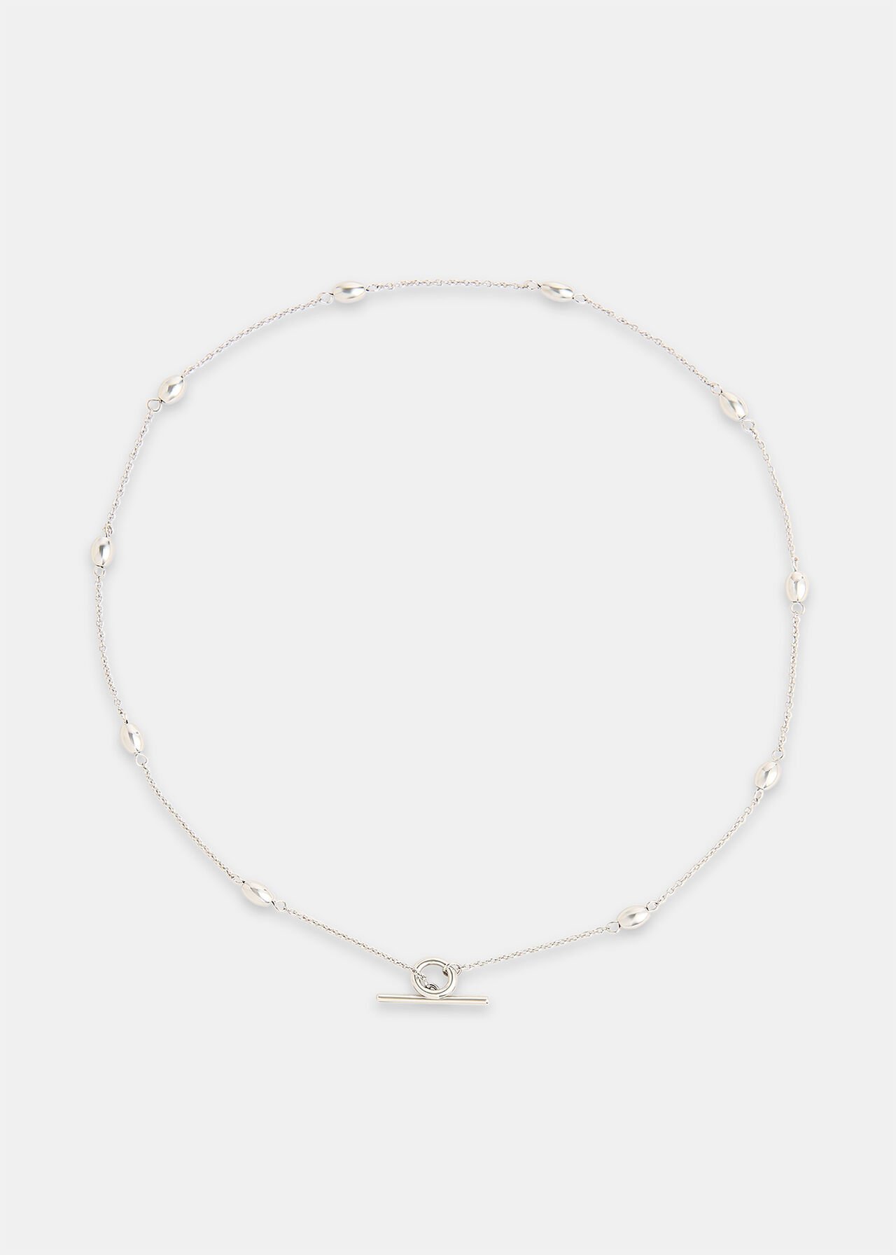 Oval Beaded T Bar Necklace