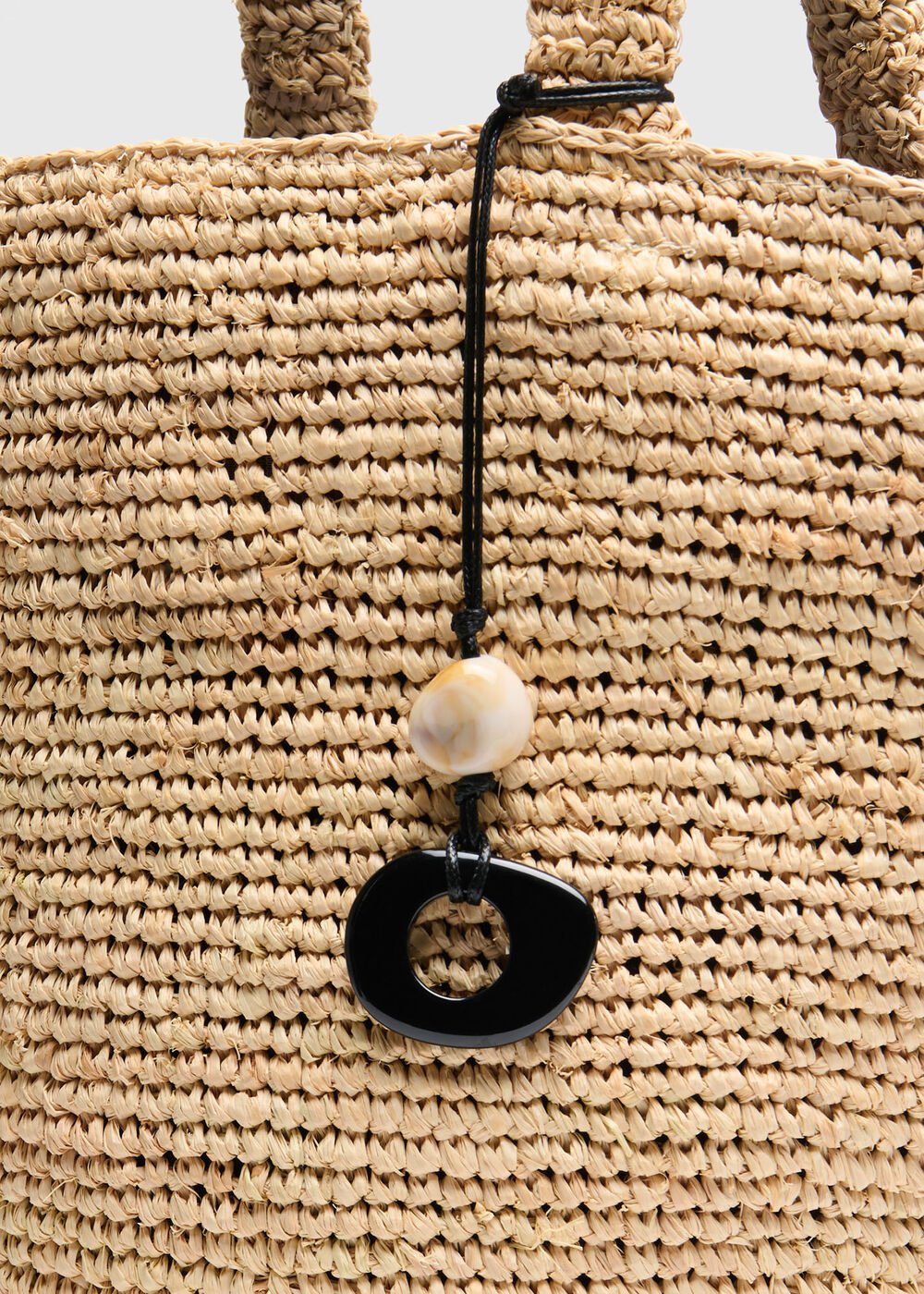 Straw Tote Bag With Charm