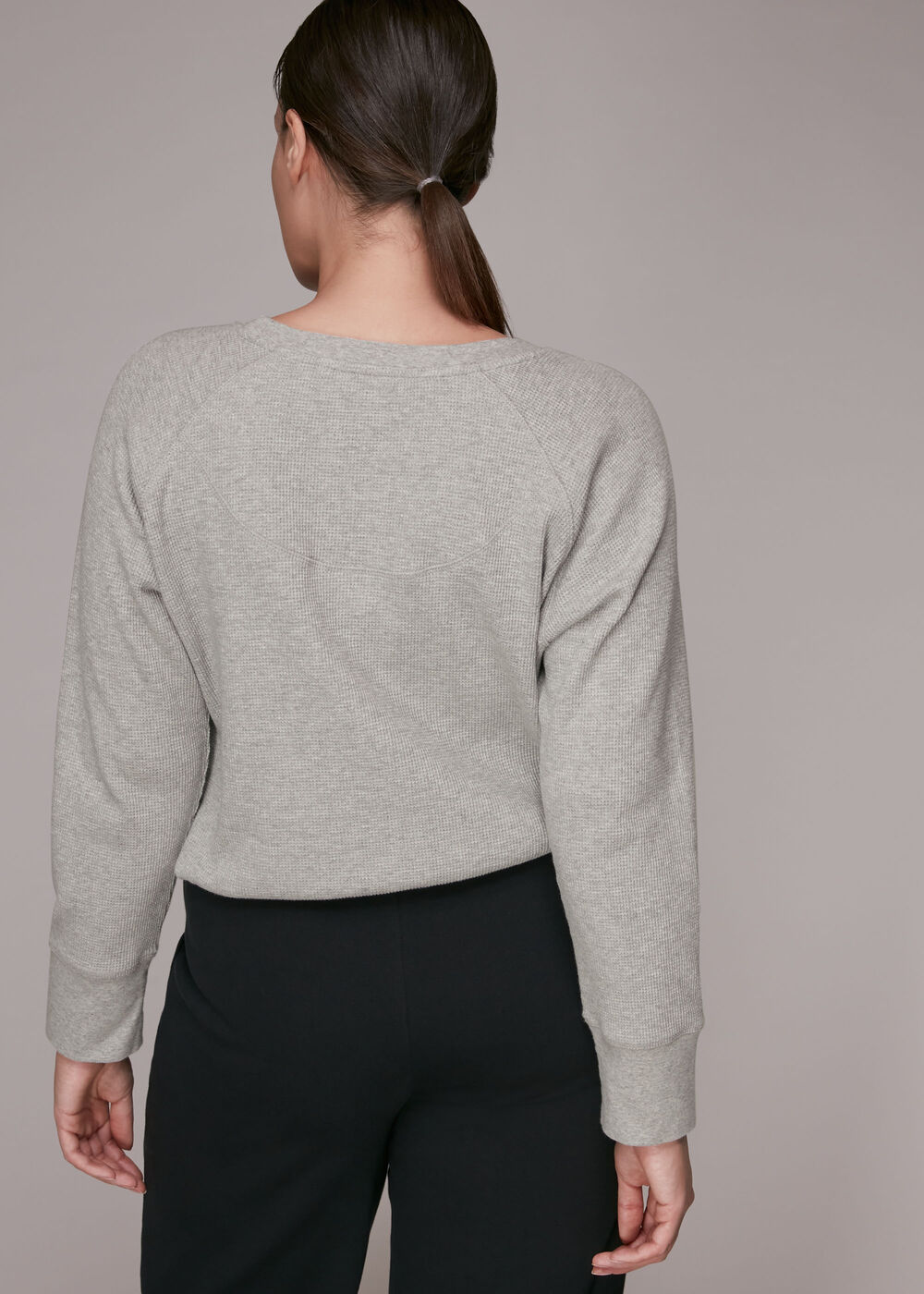 Waffle Lounge Drawcord Top Grey Marl