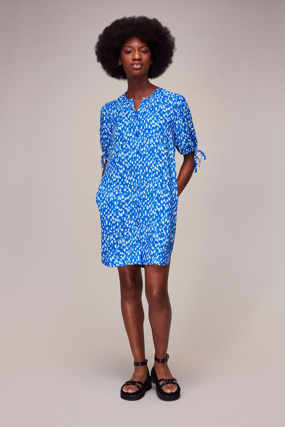 Blue Speeding Squares Frankie Dress