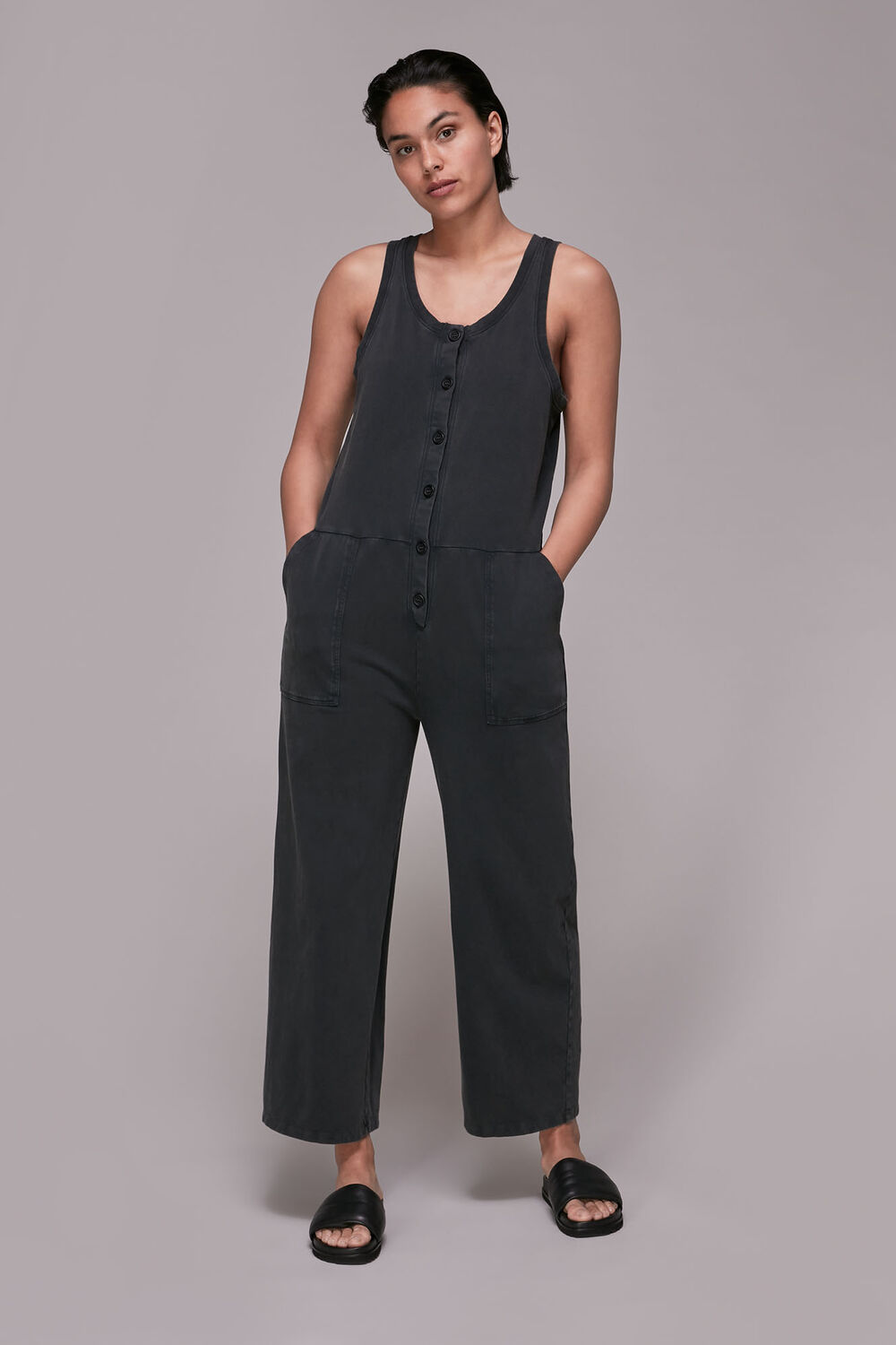 Jersey Button Front Jumpsuit