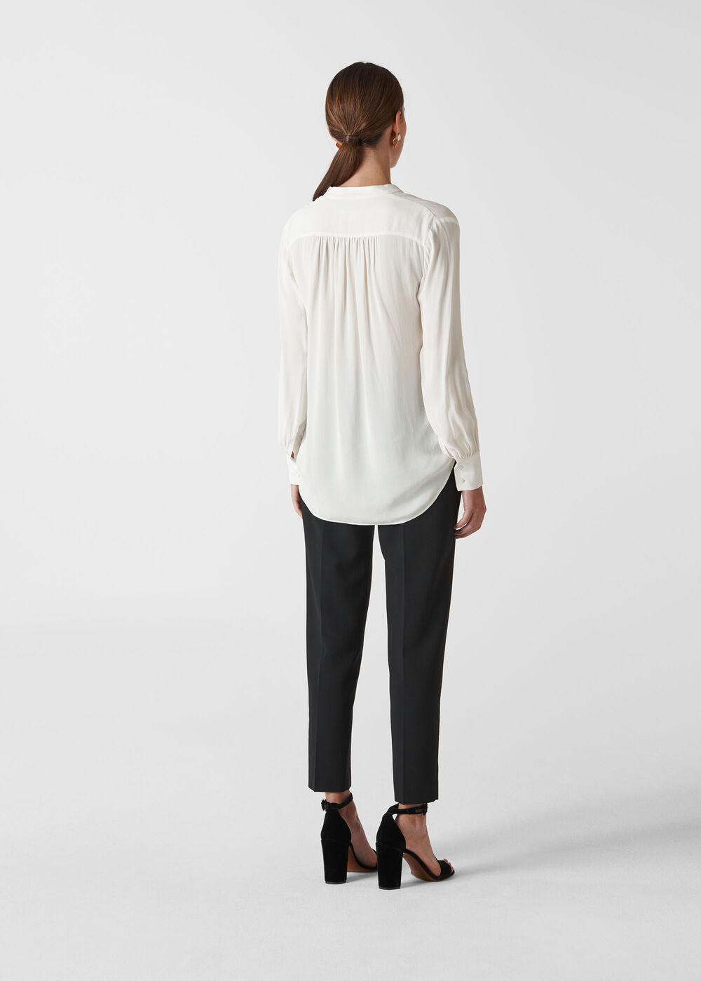 Stud Pleat Blouse Ivory