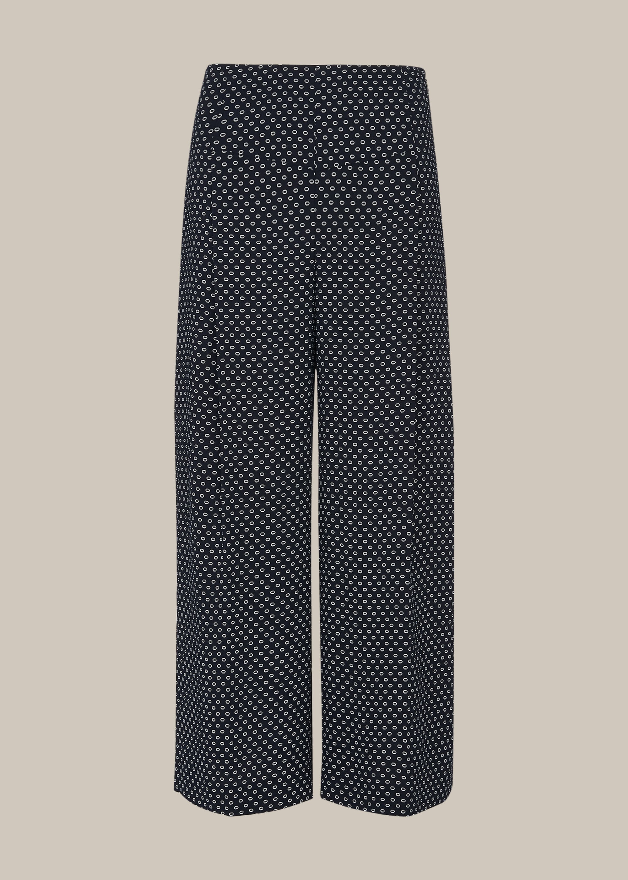 Navy/Multi Circle Spot Crepe Trouser 