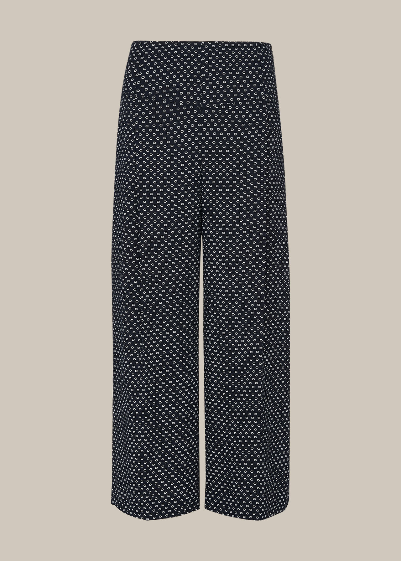 Circle Spot Crepe Trouser Navy/Multi