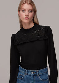 Broderie Yoke Frill Detail Top