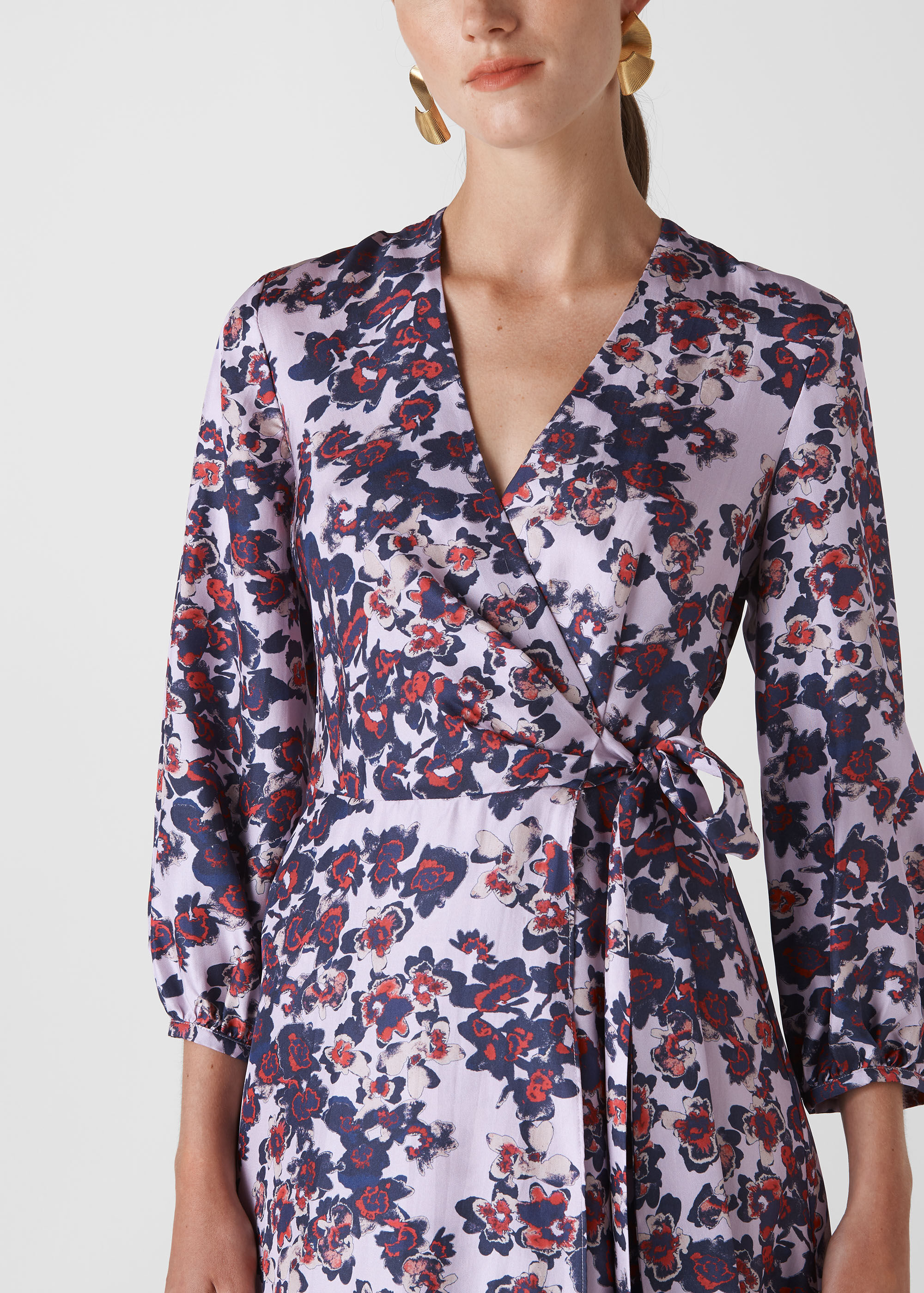 Whistles art sale floral wrap dress