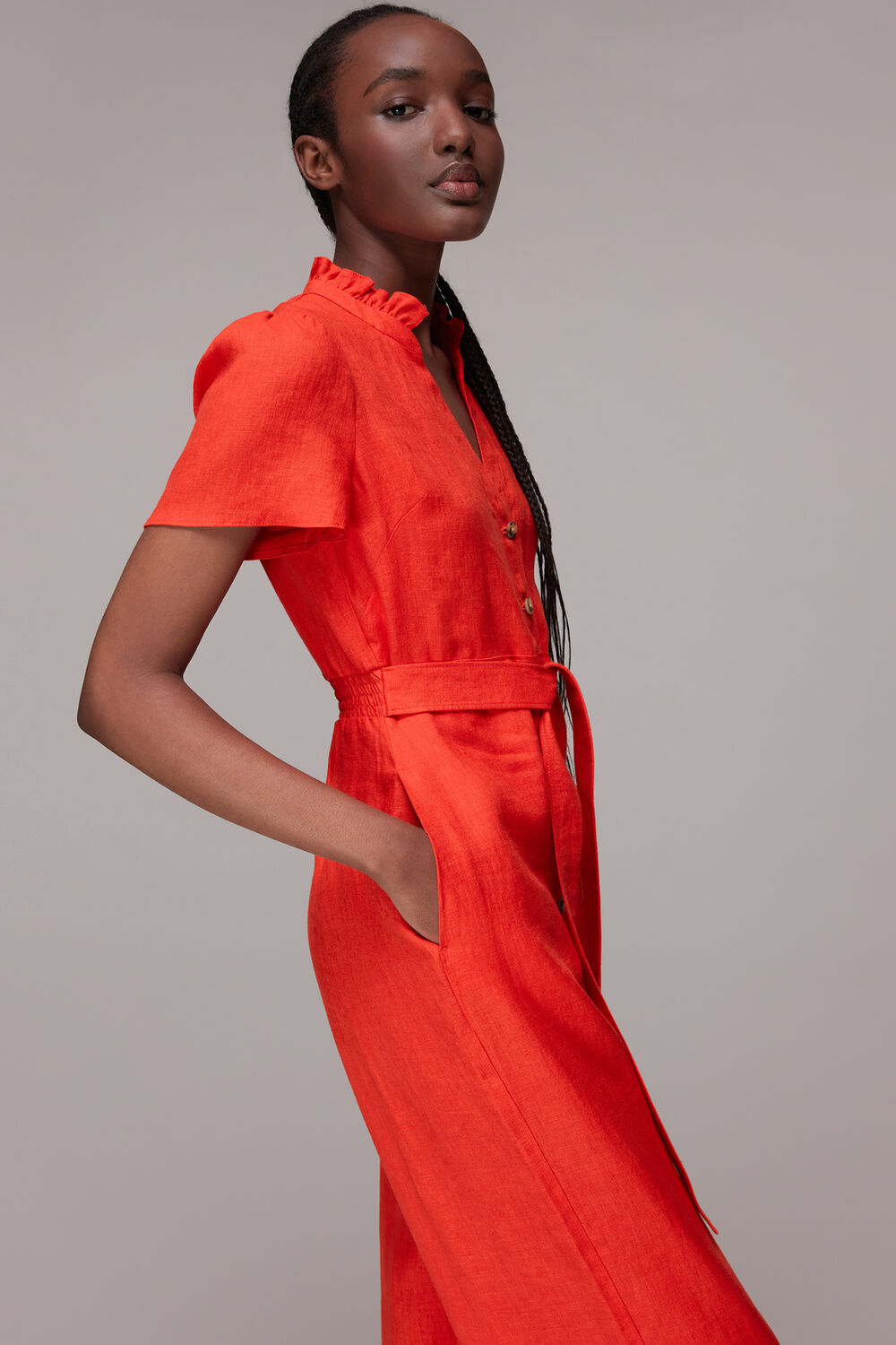 Red Emmie Linen Jumpsuit