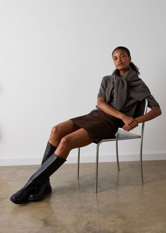 Chocolate Suede A Line Skirt