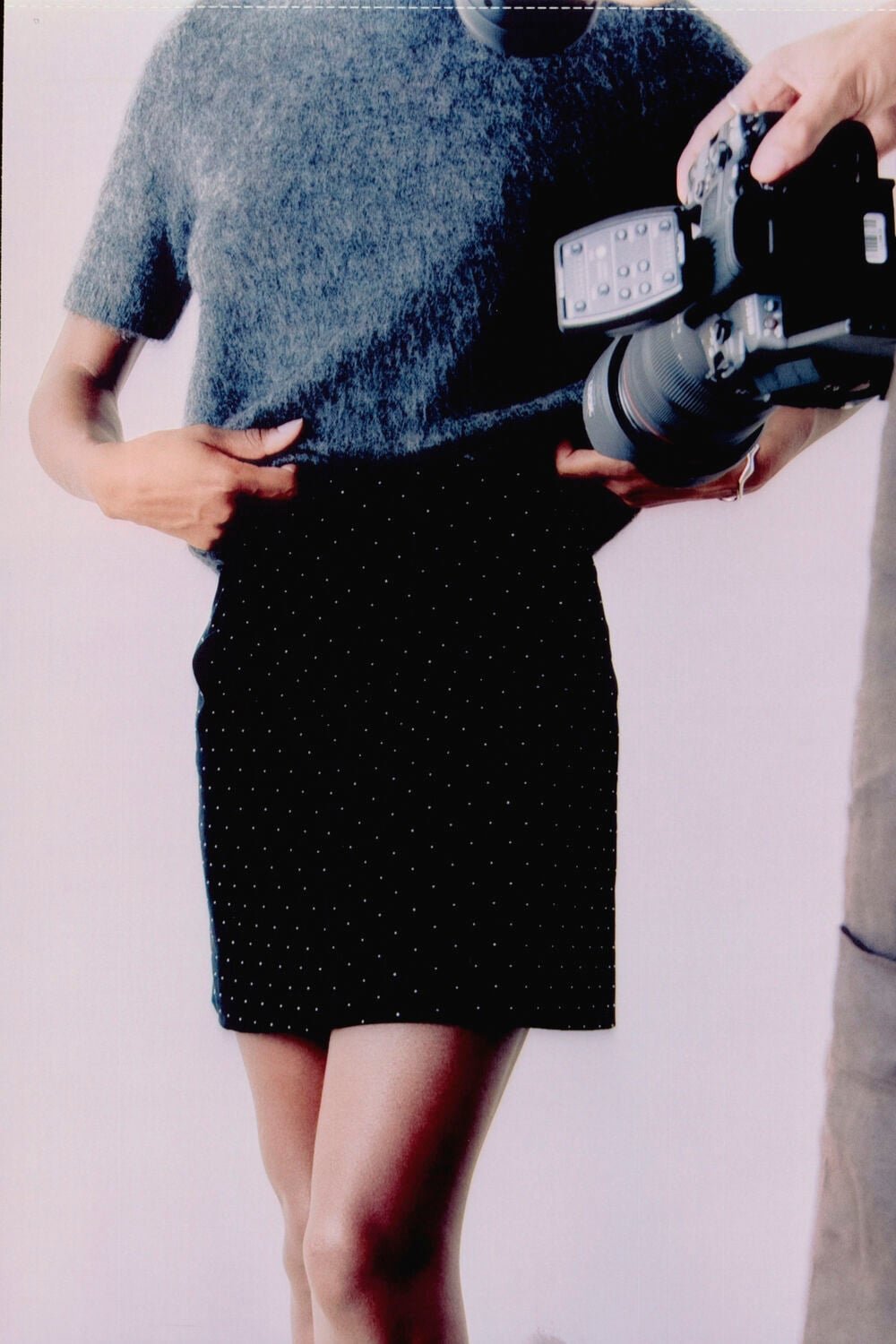 Black Hot Fix Velvet Mini Skirt