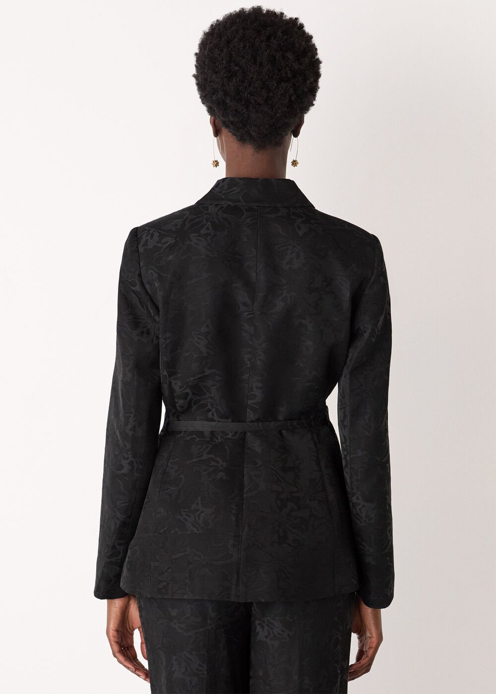 Jacquard Tie Waist Blazer