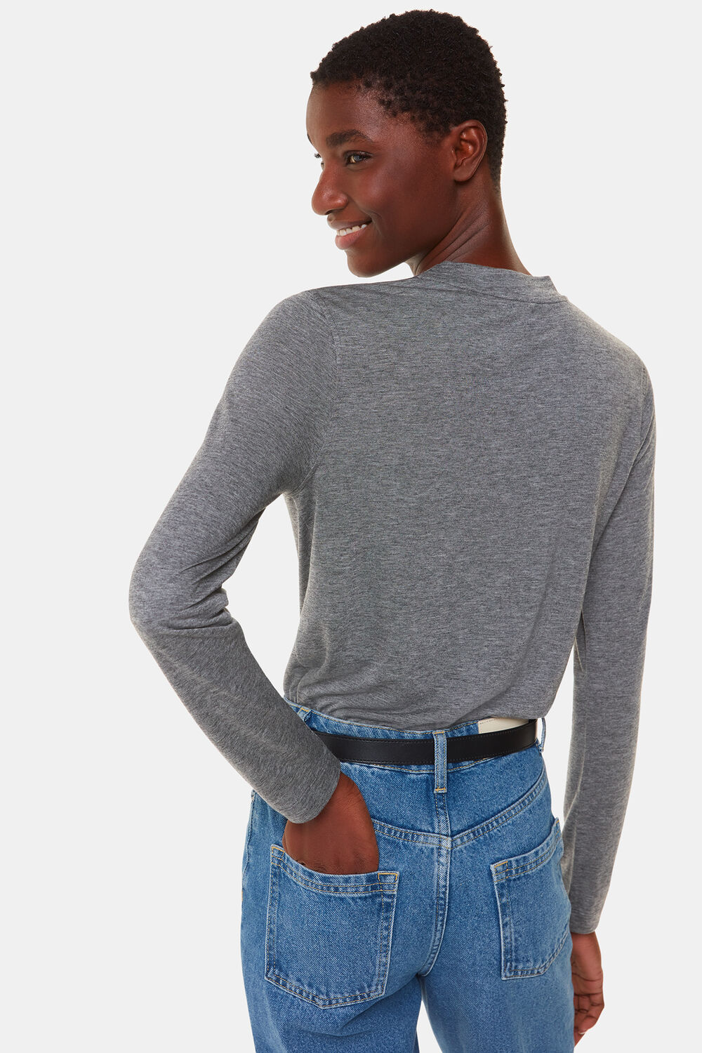 Wool Blend Crew Neck Top