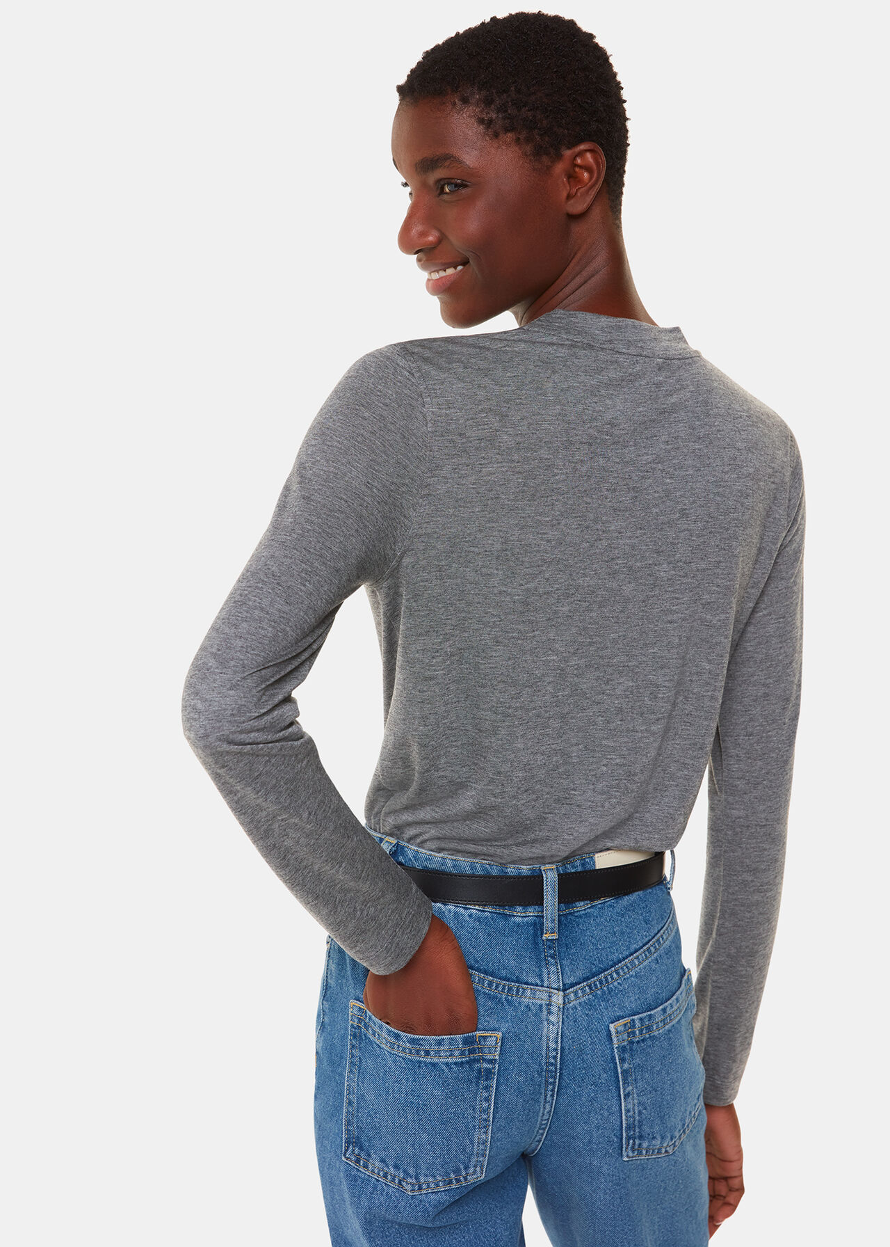 Wool Blend Crew Neck Top
