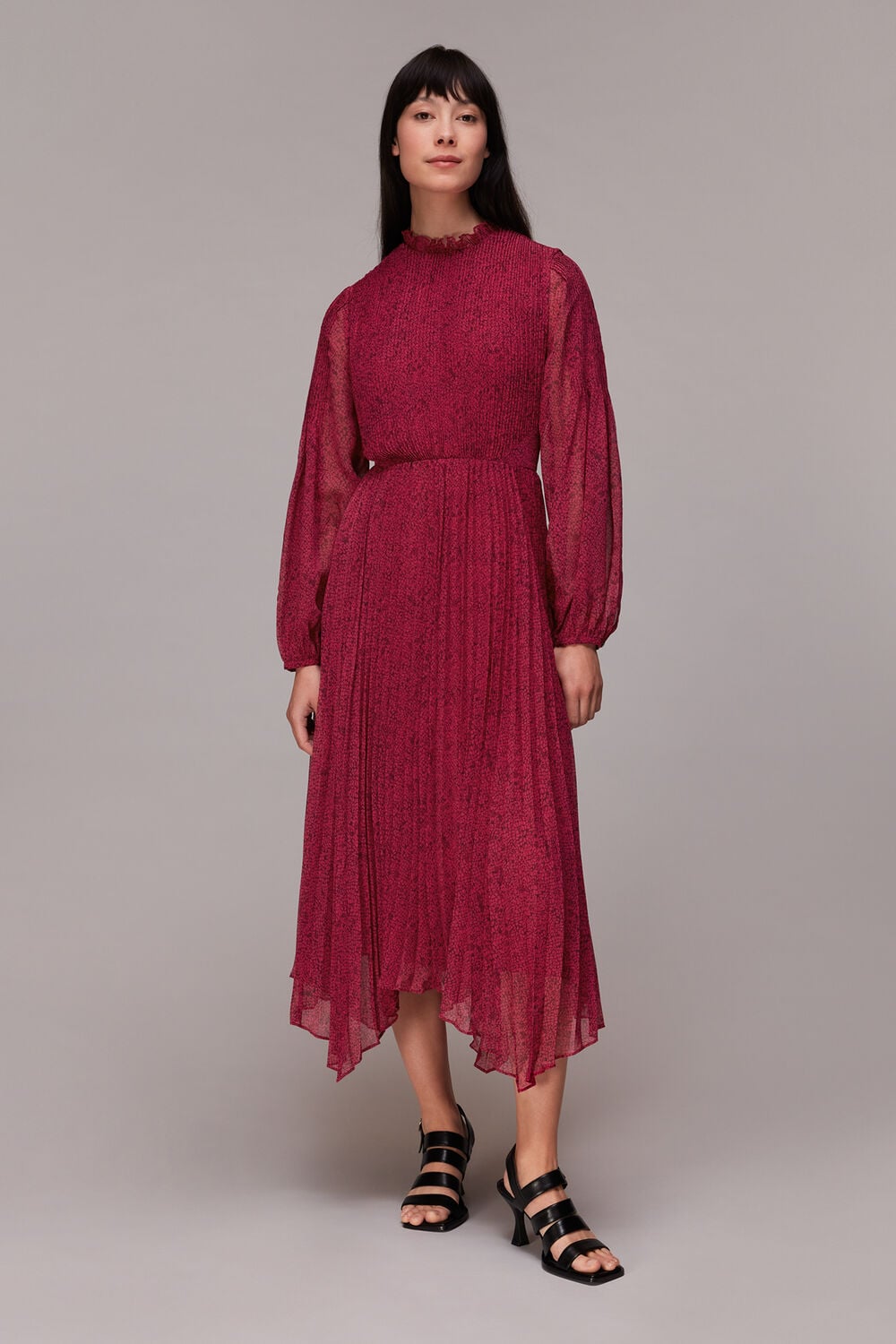 Pink Abstract Snake Plisse Dress