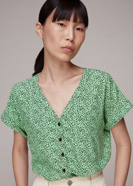 Ink Leopard Button Front Top
