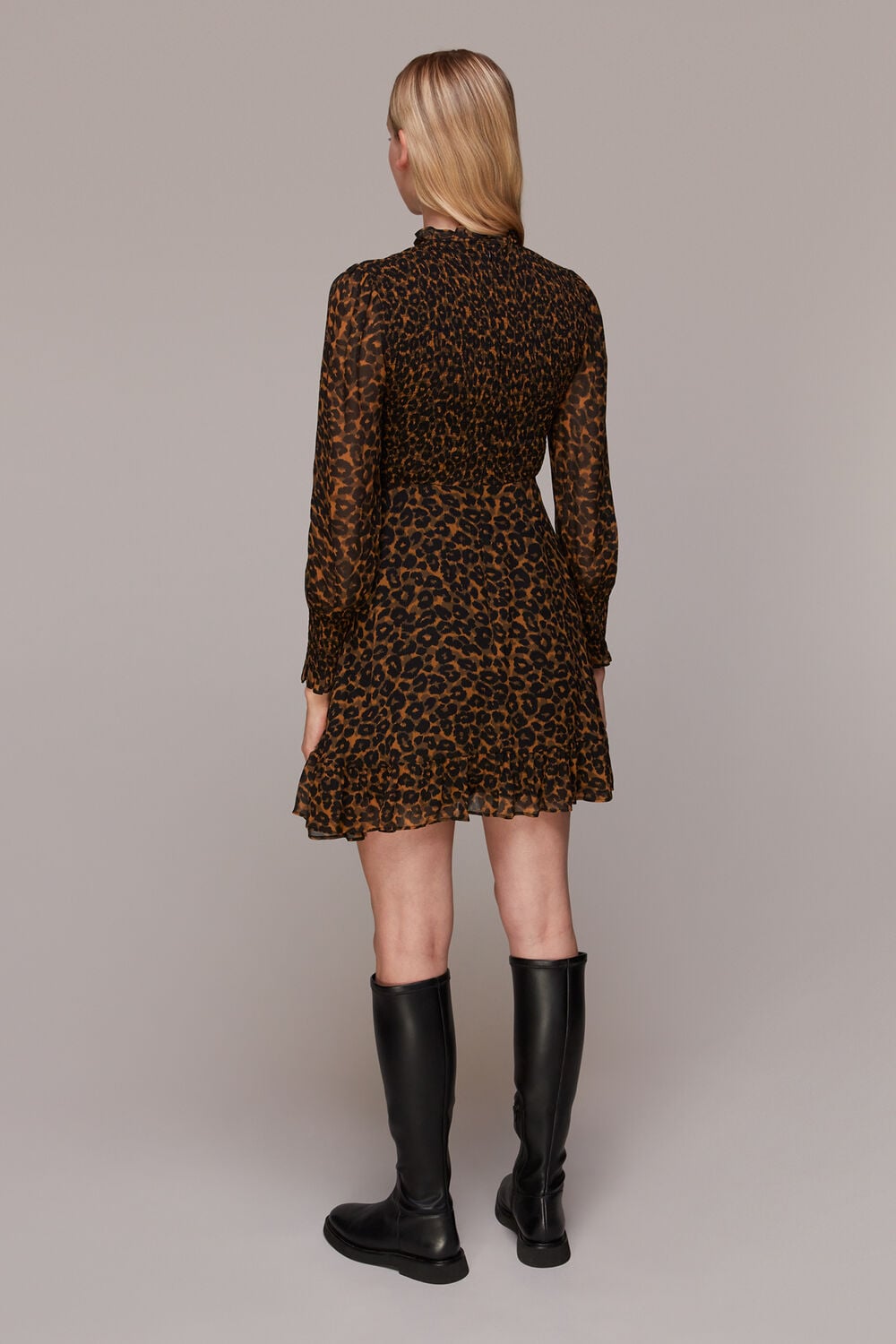 Classic Leopard Shirred Dress