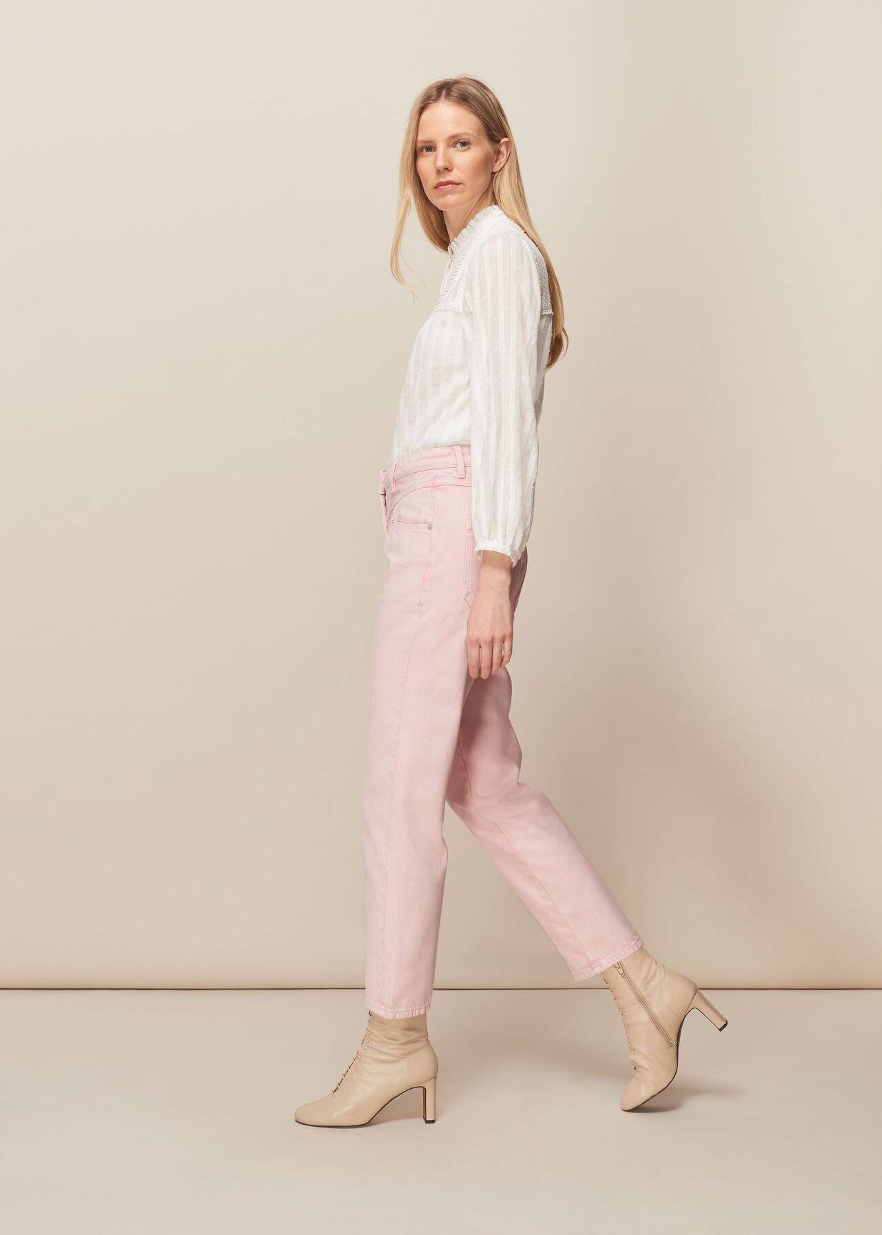 Emma Panelled Jean Pink