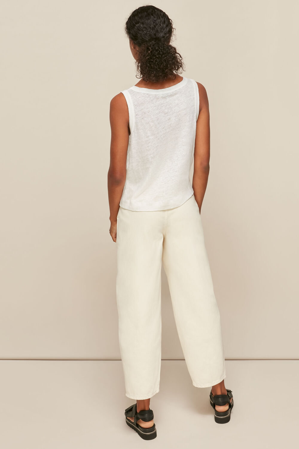 Linen Button Front Vest Top