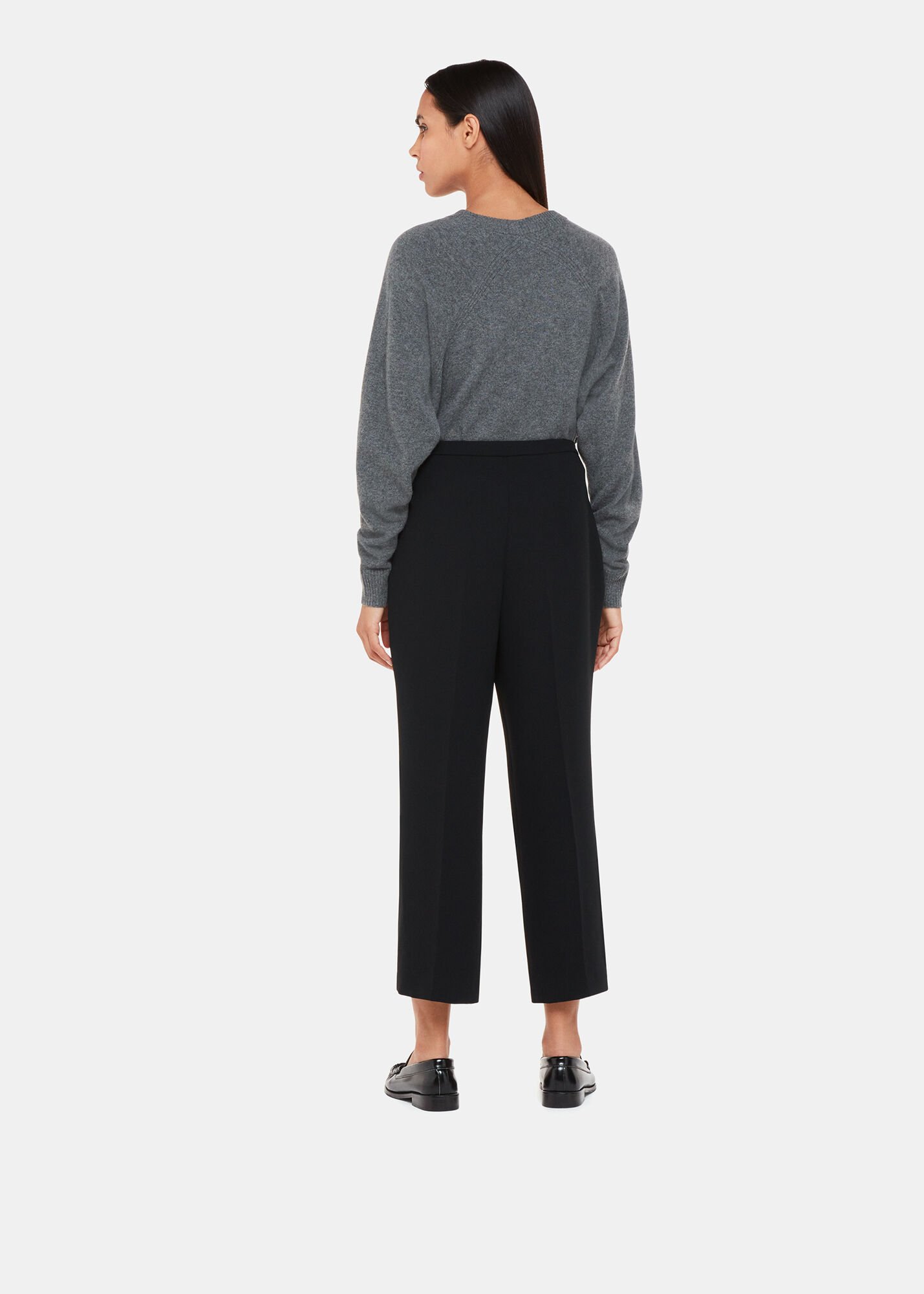 Black Wide Leg Cropped Trouser WHISTLES