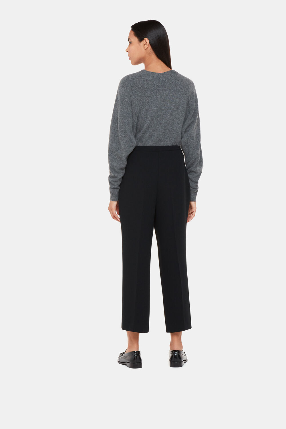 Black Wide Leg Cropped Trouser