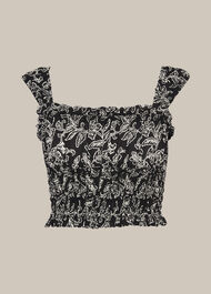 Jasmine Print Silk Top Black/Multi