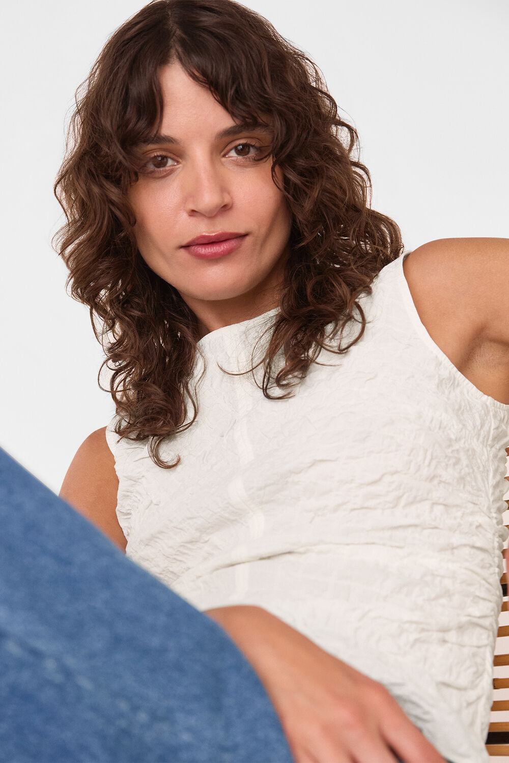 Ivory Cotton Textured Tank