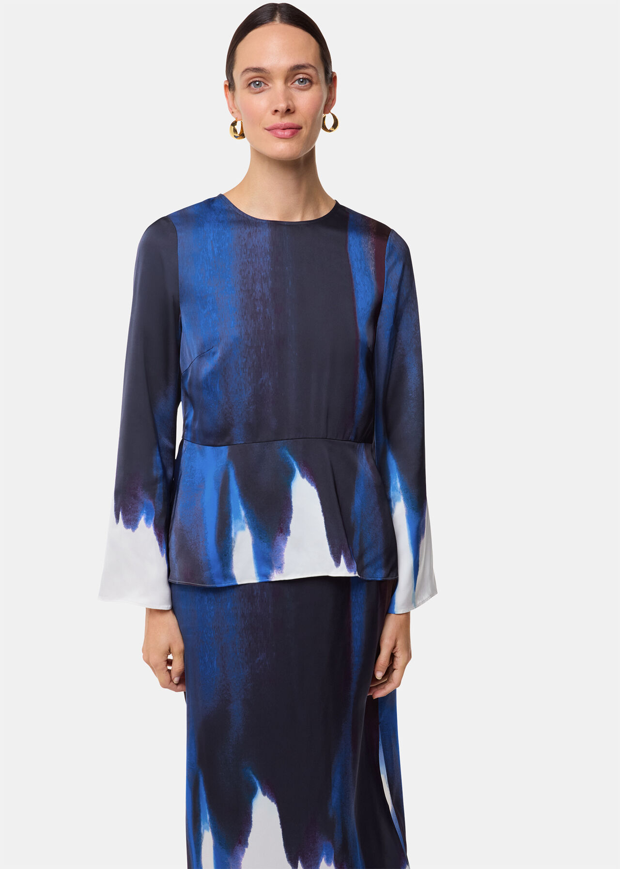 Ice Dye Print Midi Skirt