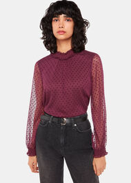 Dobby Velvet Shirred Top