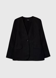 Collarless Linen Blazer