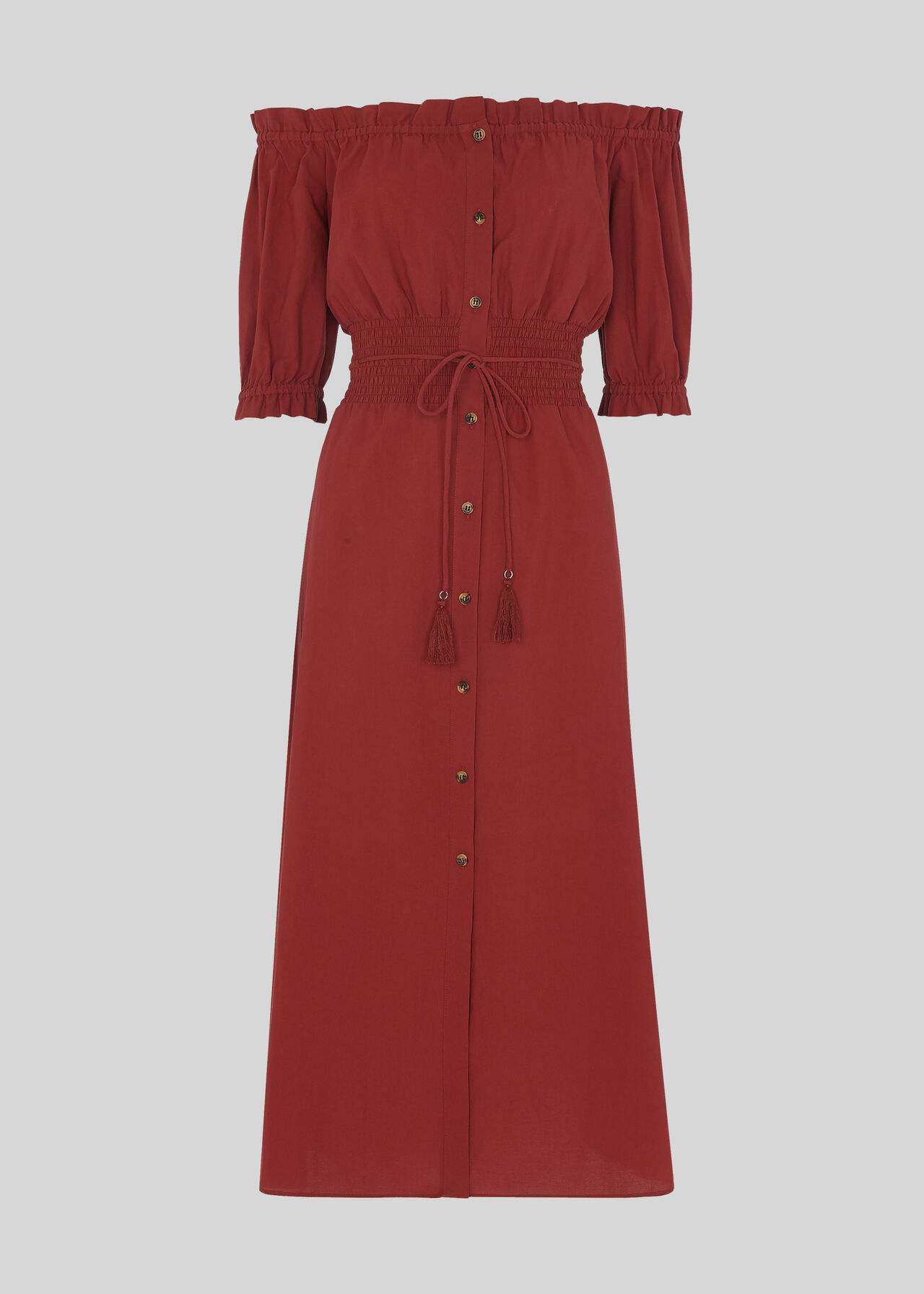 Simma Shirred Waist Dress Burgundy