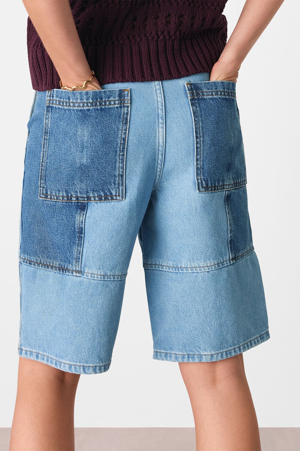 Denim Patchwork Board Short