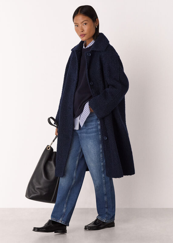 Navy Petite Romy Boucle Coat