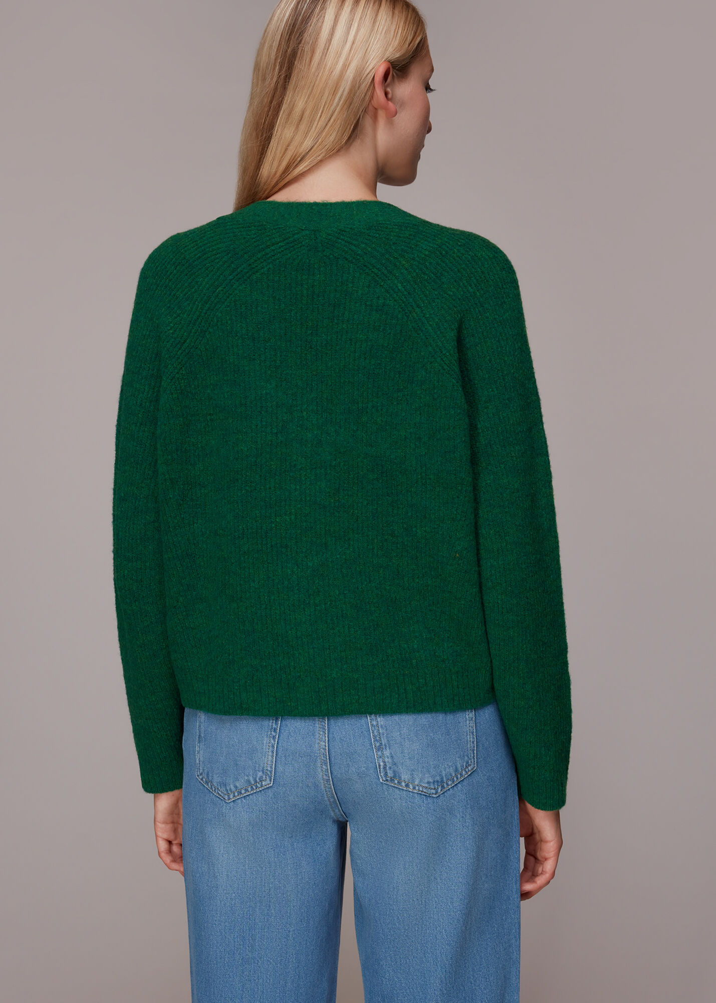 Green Skye Ribbed Cardigan WHISTLES