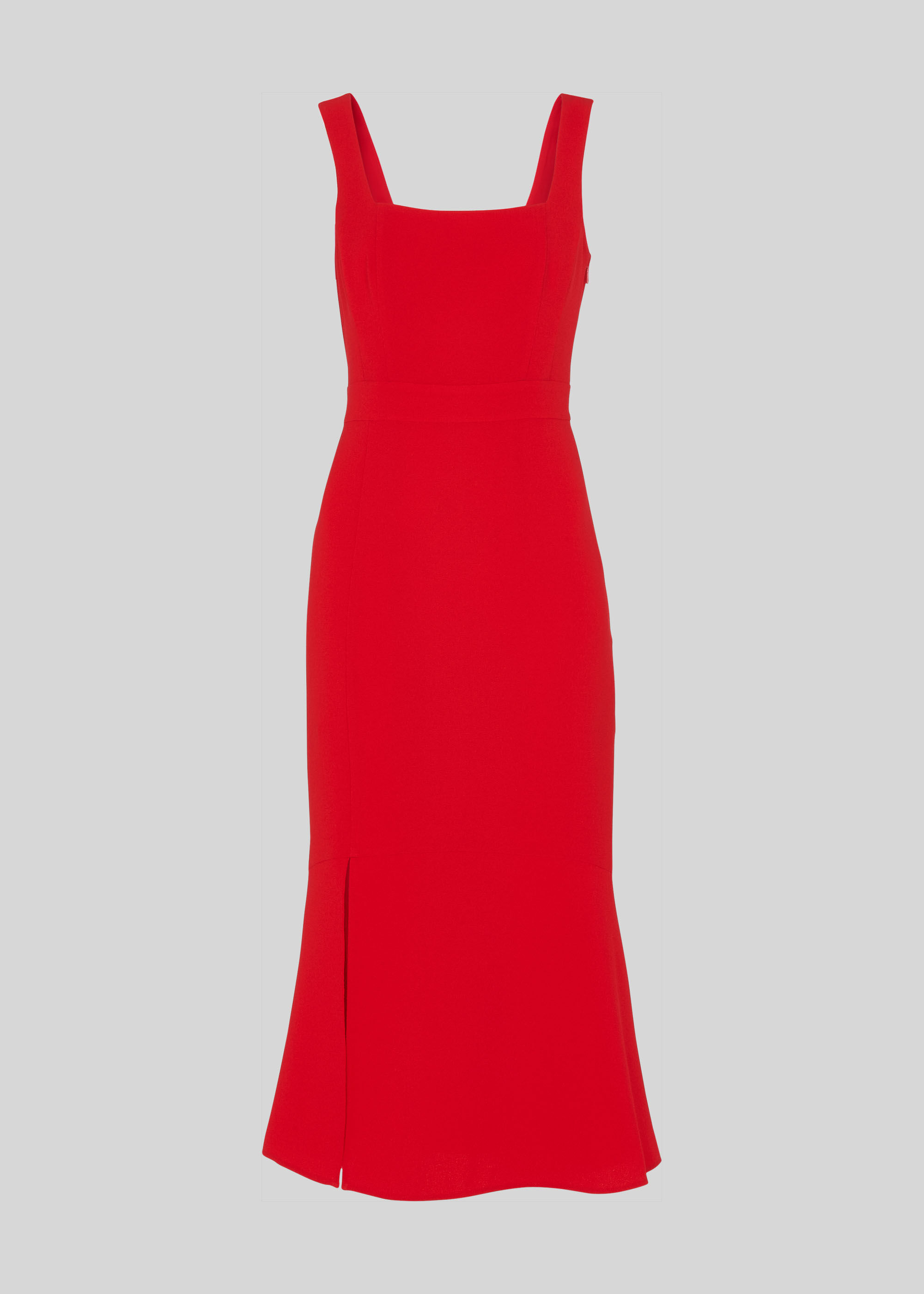 square neck dress red