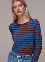 Stripe Crew Neck Pocket Top